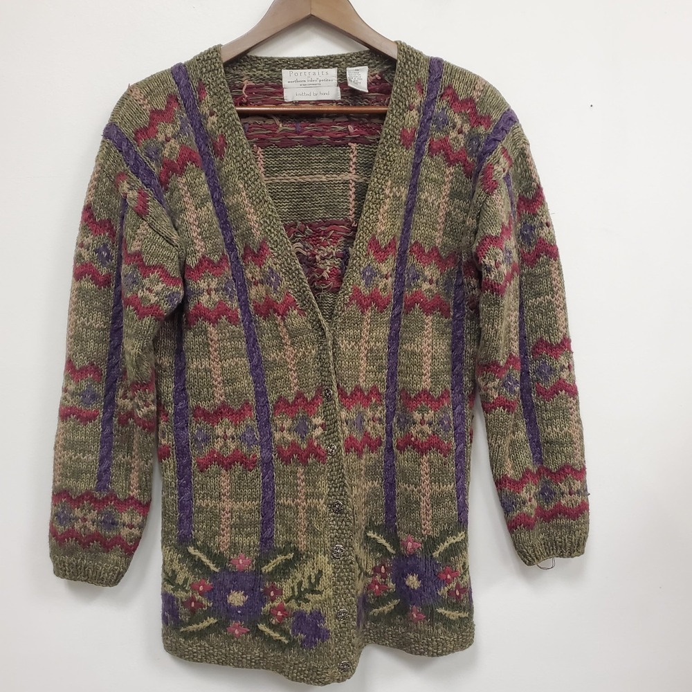 Portraits Northern Isles Womens Hand Knit Cottagecore Sweater Size S Petite